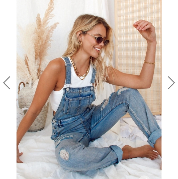 12th Tribe "Runaway Girl" Denim Overalls - Picture 4 of 6